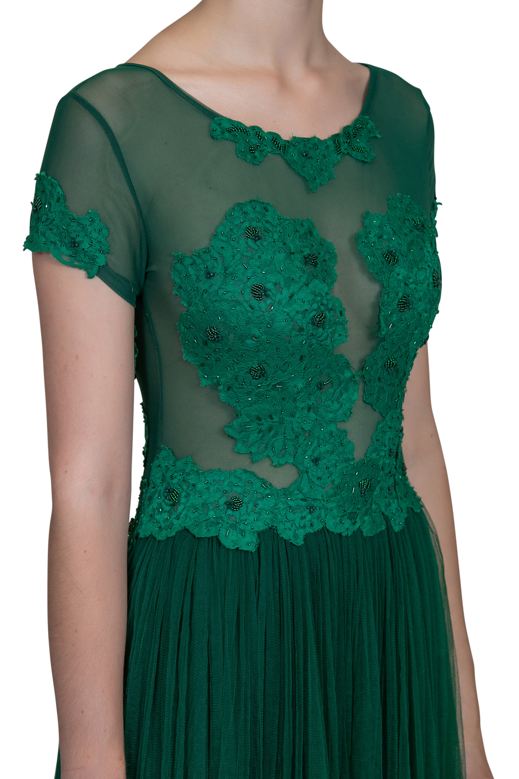 Illusion Lace Dress - Emerald