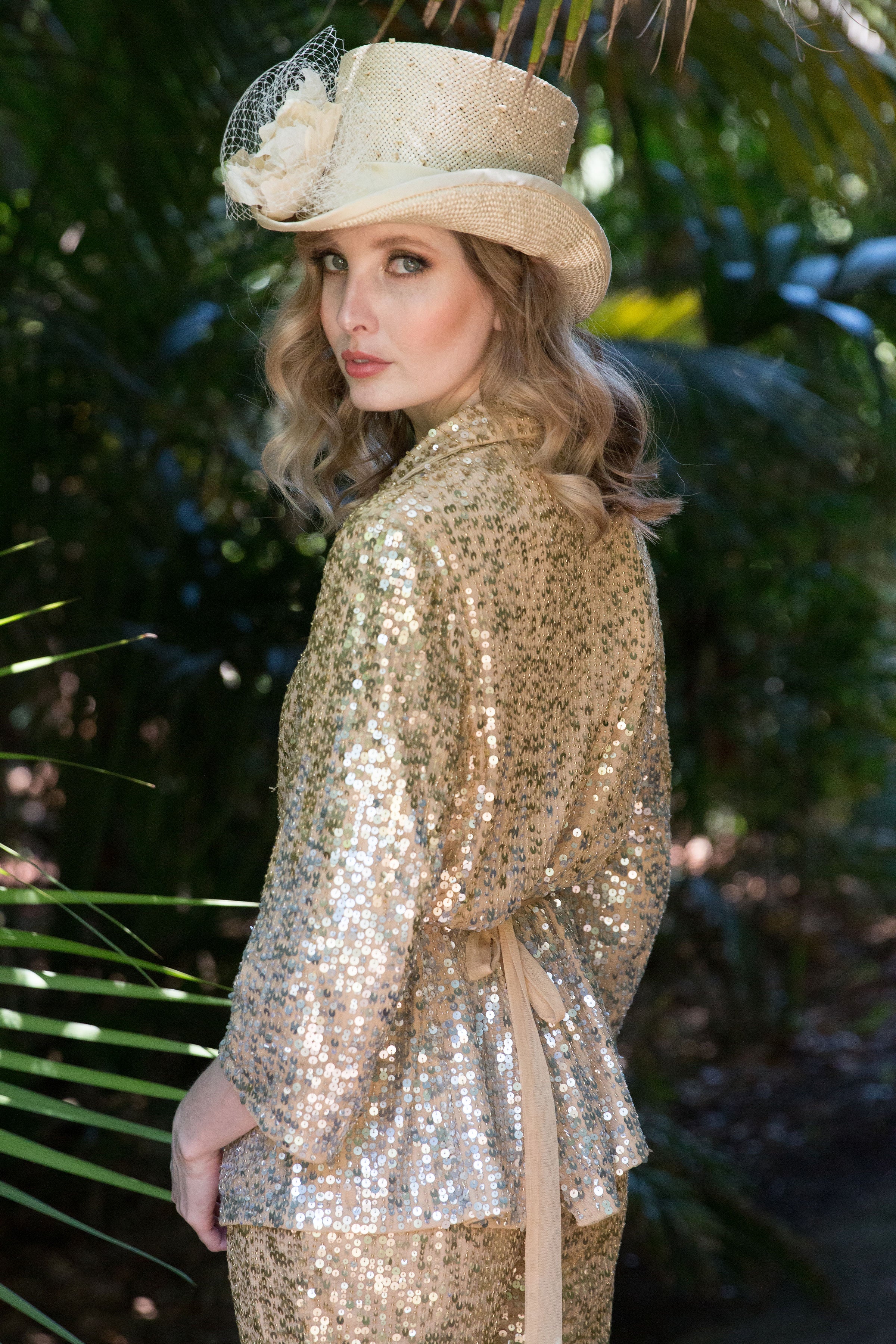 Luxe Lounge Blazer (Hand-Beaded Gold/Silver)