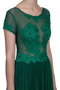 Illusion Lace Dress - Emerald