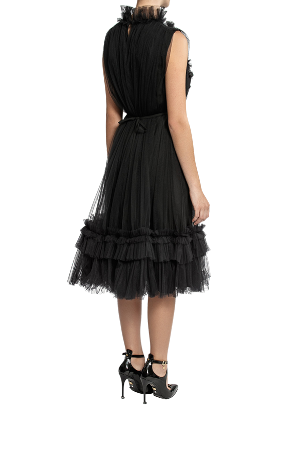 Trapeze Frill Dress - Black